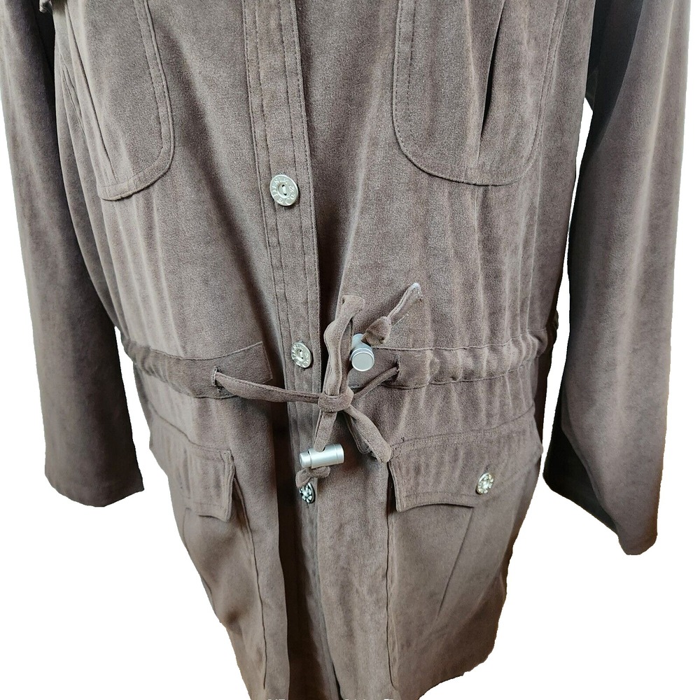 Denim & Co Moleskin Coat Womens Plus Sz 1X Brown 4 Pocket Button Front Jacket - Picture 9 of 16